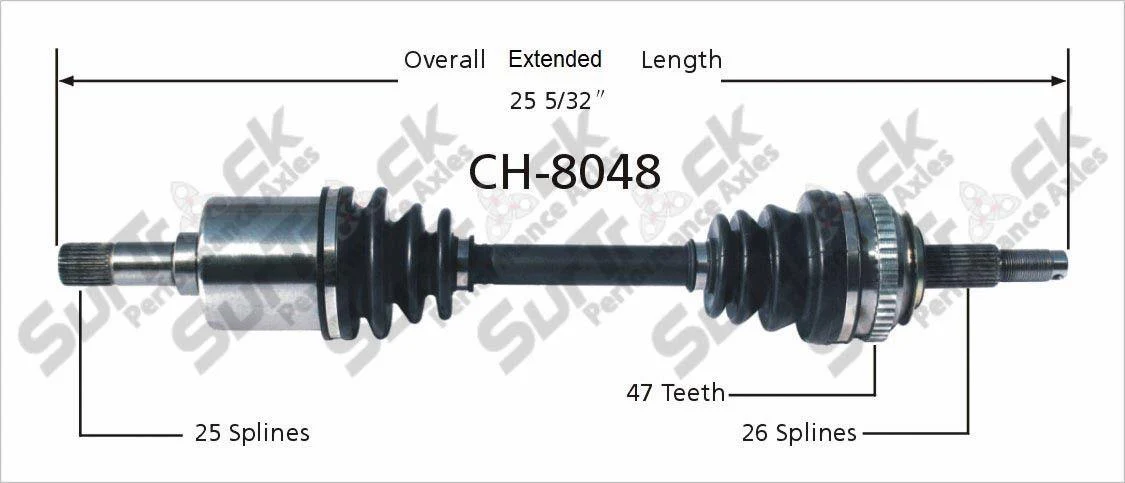 SurTrack CH-8048 CV Axle Shaft Front Axle Fits for Chrysler Labaron 87-94