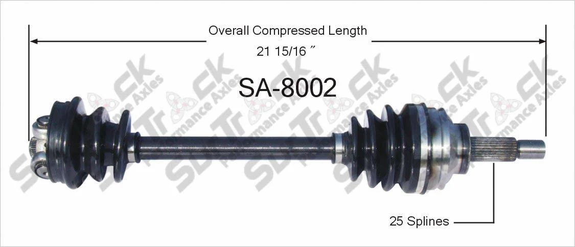 SurTrack SA-8002 CV Shaft - CV Axle Shaft, Front Left 16 Valve