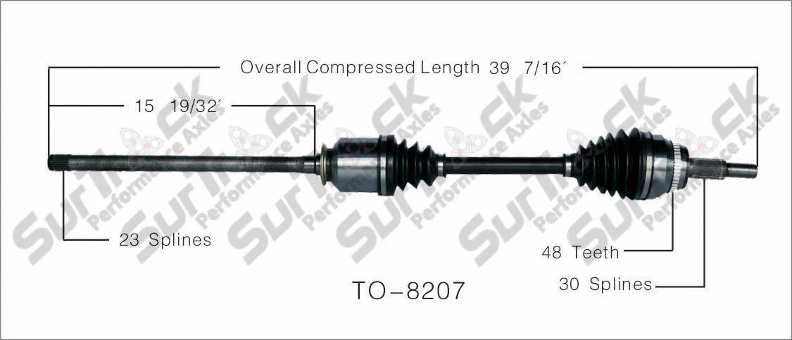 SurTrack TO-8207 CV Axle Shaft - , Front Right Fits AWD Passengers Side