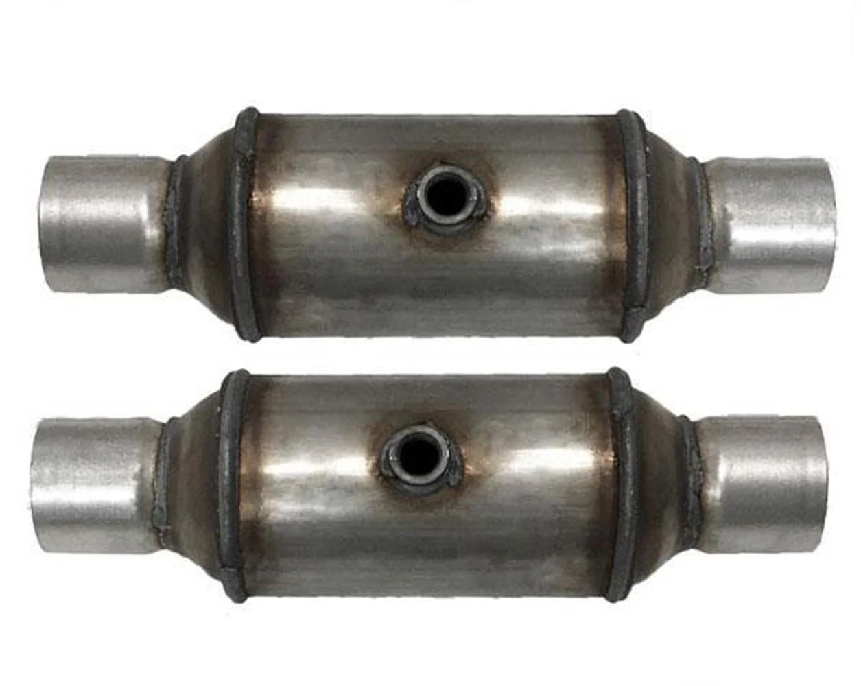 Universal Round OBD II 15 Inch 2.25 ID (2) Catalytic Converters Made in USA!