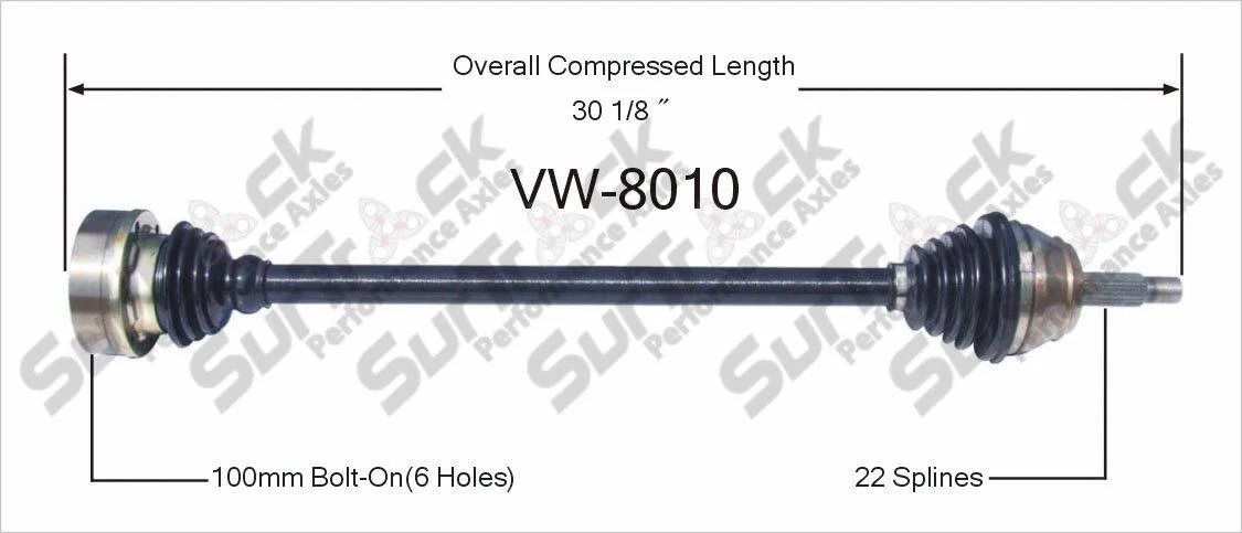 VW-8010 CV Joint Axle Shaft -  Front Right 100MM 4 Inch IB Joint MUST CK