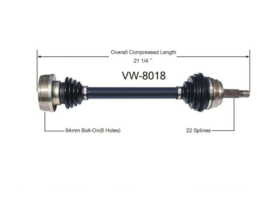 VW-8018 CV Axle Shaft, Front Left D/S 90MM 3.75 IB Joint Must CK 8018